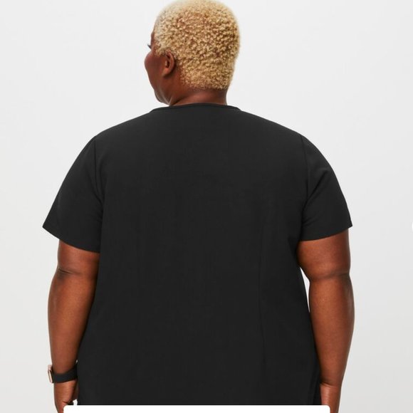 Women's Black V-Neck Scrub Top - Picture 2 of 4